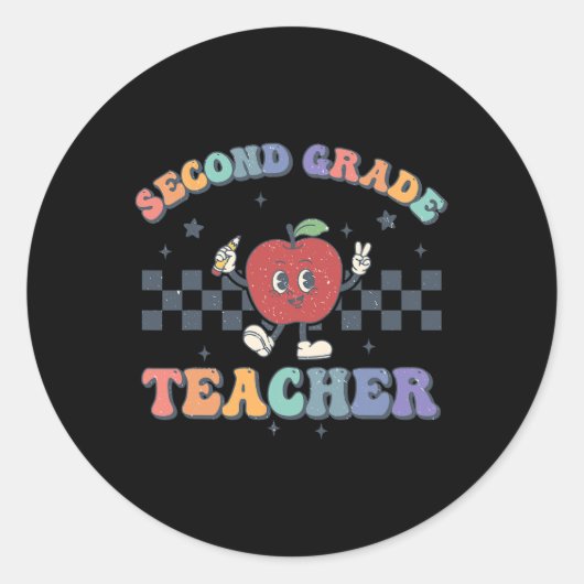 Lehrer der zweiten Klasse zurück zum Schulteam Runder Aufkleber (Vorderseite)