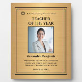 Lehrer des Jahres Foto Gold Award Personalize Fotoplatte (Vorderseite)
