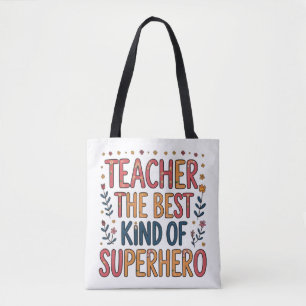 Lehrer, die beste Art von Superheld Florale Tasc Tasche