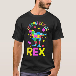 Lehrer-Dinosaurier-Puzzleteil Autismus-Bewusstsein T-Shirt