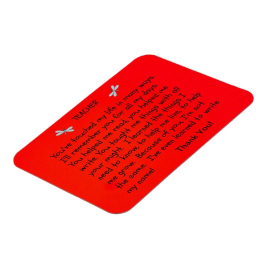 Lehrer, du hast mein Leben berührt.. Magnet (Linke Seite)