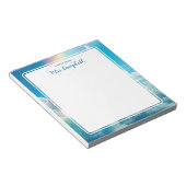 Lehrer einen Hinweis aus Regenbogenwolken-Notepad Notizblock (angewinkelt)