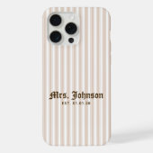 Lehrer | Elegantes Brautgeschenk mit beiger Streif iPhone Hülle (Rückseite)
