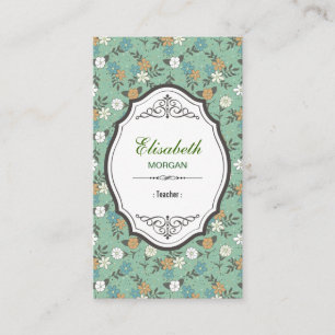 Lehrer - Elegantes Vintage-Blumenmuster Visitenkarte