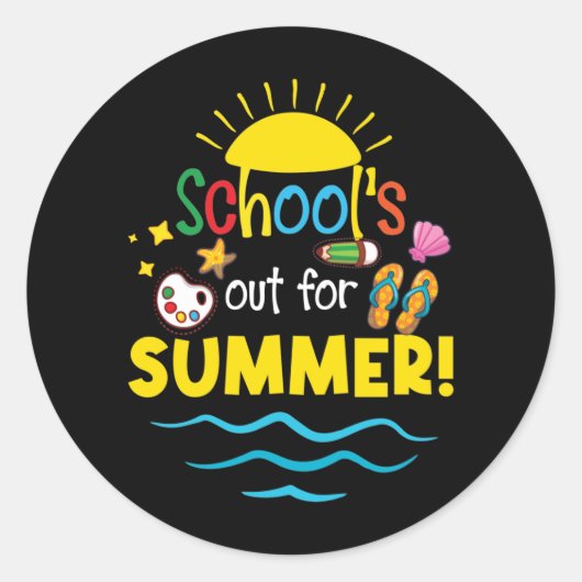 Lehrer Ende des Jahres Shirt Schule für den Sommer Runder Aufkleber (Vorderseite)