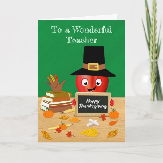 Lehrer Erntedank Apple auf dem Schreibtisch des Le Karte (Vorderseite)