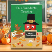 Lehrer Erntedank Apple auf dem Schreibtisch des Le Karte