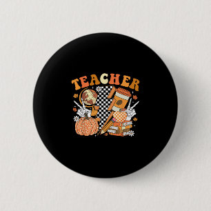 Lehrer Erntedankfest Kaffee Kürbisgewürz Halloween Button