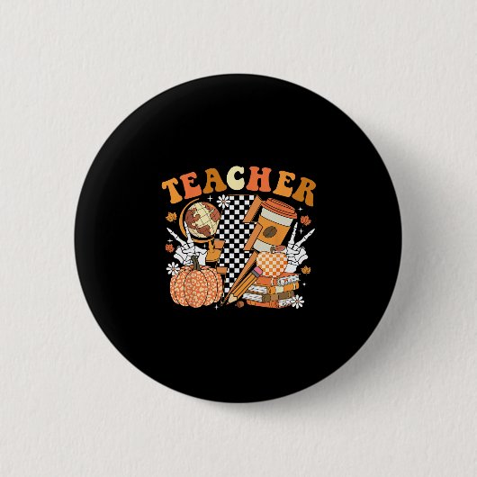 Lehrer Erntedankfest Kaffee Kürbisgewürz Halloween Button (Vorderseite)