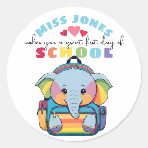 Lehrer erster Tag der Amtszeit Klasse Begrüßungsel Runder Aufkleber