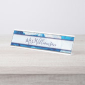 Lehrer Erzieher Beruflich Blauer Marmor Schreibtischnamensplakette (Vorderseite )