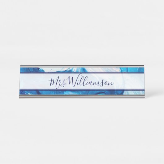 Lehrer Erzieher Beruflich Blauer Marmor Schreibtischnamensplakette (Vorderseite )