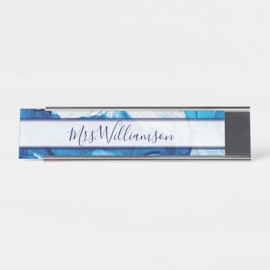 Lehrer Erzieher Beruflich Blauer Marmor Schreibtischnamensplakette (Vorderseite )