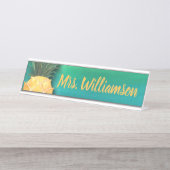 Lehrer-Erzieher-beruflicher AnanasWatercolor Schreibtischnamensplakette (Vorderseite )