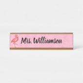 Lehrer-Erzieher-beruflicher rosa Flamingo Schreibtischnamensplakette (Vorderseite )