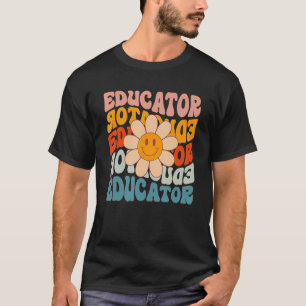 Lehrer Erzieher Retro Gänseblümchen Farbige Rückke T-Shirt