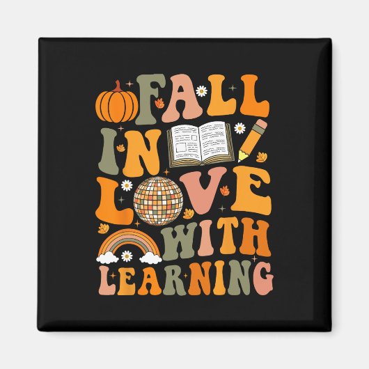 Lehrer Fall Shirt Retro Herbst Erntedank Pumpen Magnet (Vorne)