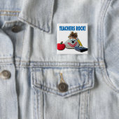 Lehrer-Felsen! Weißer Knopf Button (Beispiel)