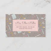 Lehrer | Feminine Sketch Pink/Taupe Schule Visitenkarte (Vorderseite)