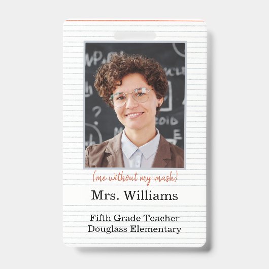 Lehrer Foto ID Abzeichen Klassenzimmer, ich ohne M Ausweis (Front)