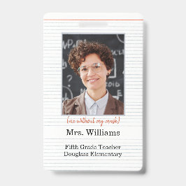 Lehrer Foto ID Abzeichen Klassenzimmer, ich ohne M Ausweis