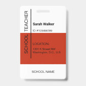 Lehrer Foto-ID des Mitarbeiters oder Studenten Ter Ausweis (Rückseite)