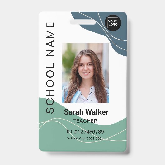 Lehrer Foto-ID eines Mitarbeiters Student blau-grü Ausweis (Vorderseite)