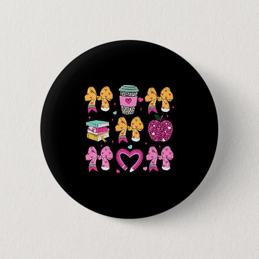Lehrer Frohen Valentinstag Kokette Bleistift Kaffe Button (Vorderseite)