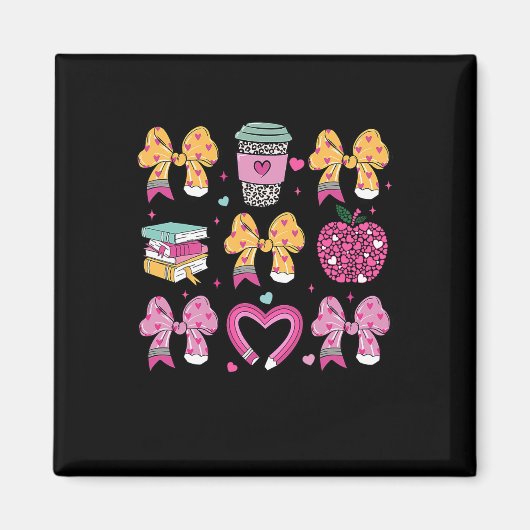 Lehrer Frohen Valentinstag Kokette Bleistift Kaffe Magnet (Vorne)