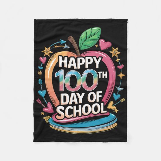 Lehrer Froher 100. Schultag Mathe Apfel Rahmen Fleecedecke (Vorderseite)