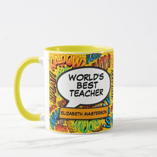 Lehrer Fun Retro Comic Buche Sprechblase Tasse (Links)