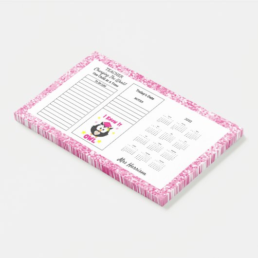 Lehrer Funny Owl Desk Kalender Memo Post-it Klebezettel (angewinkelt)