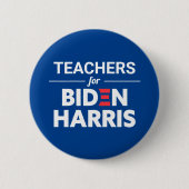 Lehrer für Biden Harris Custom Text Blue Button (Vorderseite)