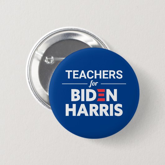 Lehrer für Biden Harris Custom Text Blue Button (Vorne & Hinten)