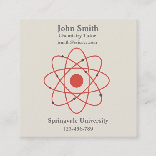 Lehrer für Chemie Quadratische Visitenkarte (Vorderseite)