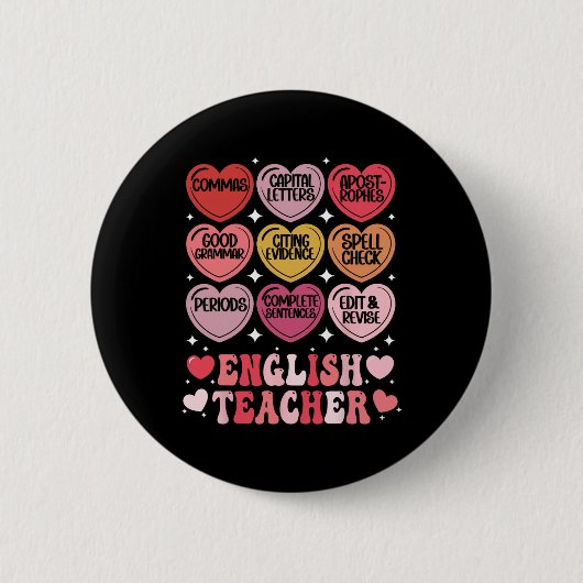 Lehrer für Englisch Valentinstag Grammatik Englisc Button (Vorderseite)