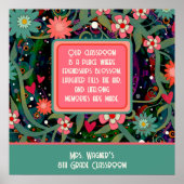 Lehrer für Hübsche Blütenblüte der Inspirationskla Poster (Vorne)