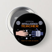 Lehrer für künstliche Intelligenz - Mann und Masch Button (Vorne & Hinten)