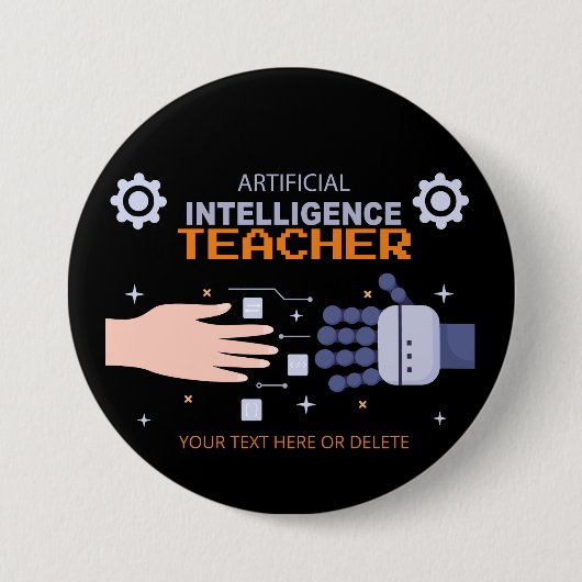 Lehrer für künstliche Intelligenz - Mann und Masch Button (Vorderseite)