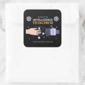 Lehrer für künstliche Intelligenz - Mann und Masch Quadratischer Aufkleber (Tasche)