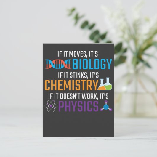 Lehrer für Physik der Funny Science Biology Chemis Postkarte (Stehend Vorderseite)