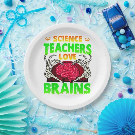 Lehrer Gehirne Skeleton Hand Herz Halloween Pappteller (Party)