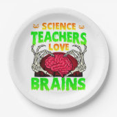 Lehrer Gehirne Skeleton Hand Herz Halloween Pappteller (Vorderseite)