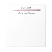 Lehrer Geschenk Illustriert rosa Bleistift-Editor Notizblock (Vorderseite)