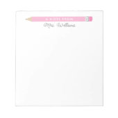 Lehrer Geschenk Illustrierten einfachen rosa Stift Notizblock (Vorderseite)