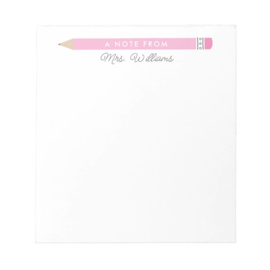 Lehrer Geschenk Illustrierten einfachen rosa Stift Notizblock (Vorderseite)
