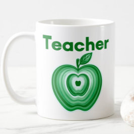 Lehrer Geschenk mit grünen Apfelringen Kaffeetasse