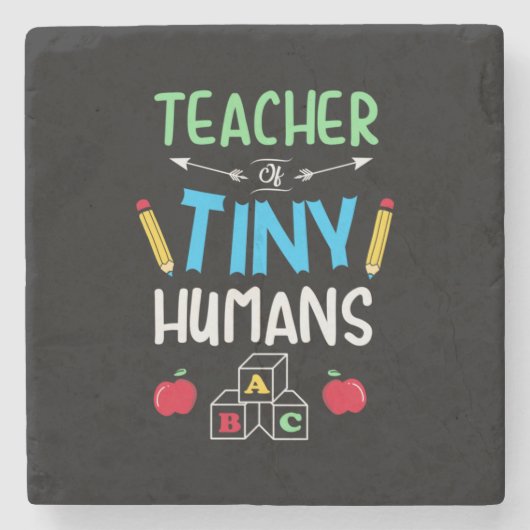 Lehrer Geschenklehrer Tiny Humans Steinuntersetzer (Vorderseite)