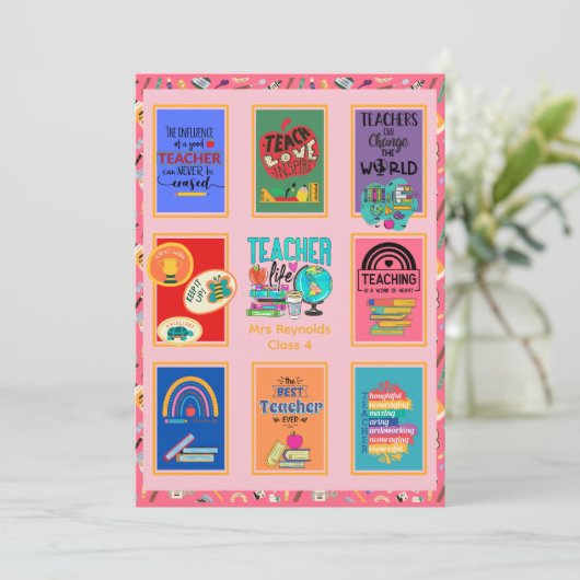 Lehrer gibt Zitate zu sonniger Aufwertungsrente Einladung (Stehend Vorderseite)