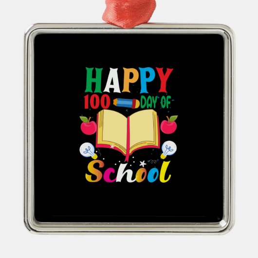 Lehrer glücklich 100 Schultag Ornament Aus Metall (Vorne)
